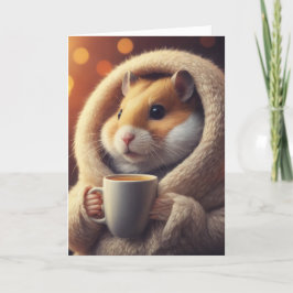 Adsible Funny Hamster Holds Coffee Mugg Kort