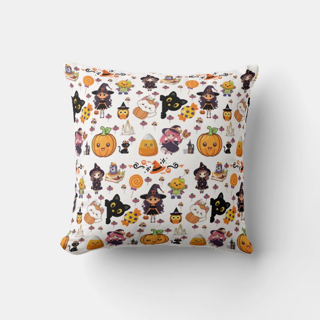 Adsible Funny Kawaii Halloween Mönster Kudde (Framsida)