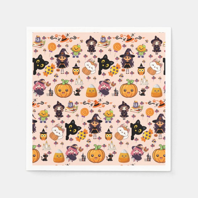 Adsible Funny Kawaii Halloween Mönster Pappersservett (Framsidan)