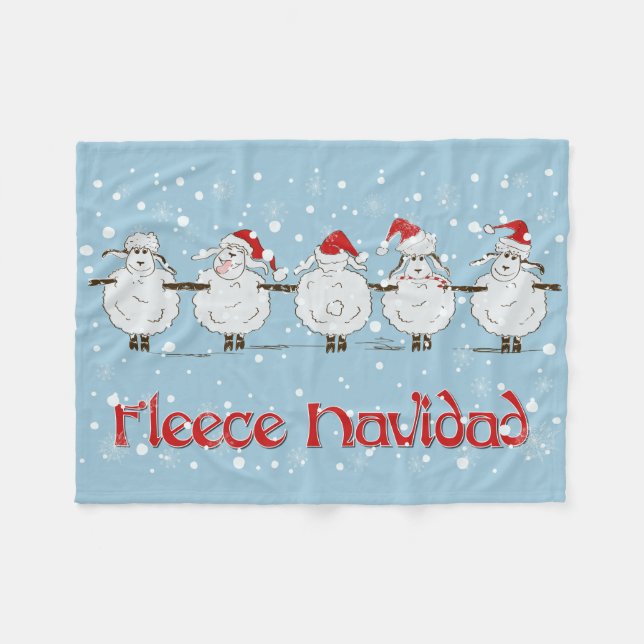 Adsible FUNNY Ull Navidad jul Sheep Fleecefilt (Framsidan (Horisontell))