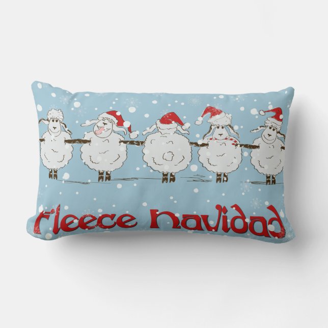 Adsible FUNNY Ull Navidad jul Sheep Lumbarkudde (Framsida)