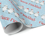Adsible FUNNY Ull Navidad jul Sheep Presentpapper<br><div class="desc">DU VÄLJER Bakgrunden färg - Byt ljusblå till valfri färg - Cute Sheep i snö med julmeddelandet Ull Navidad</div>