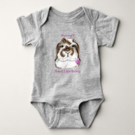 Adsible Fuzzy Lop Rabbit with Rosa Tulip Baby Bod T Shirt