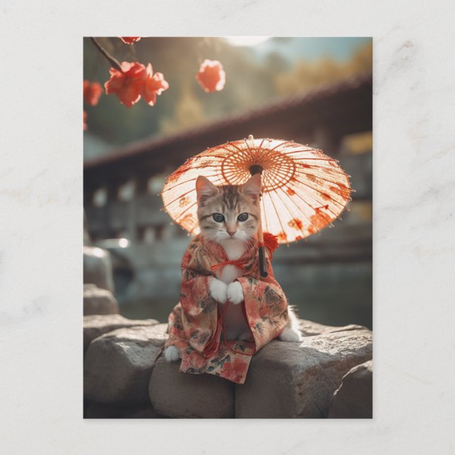 Adsible Geisha Kitten Vykort (Framsida)