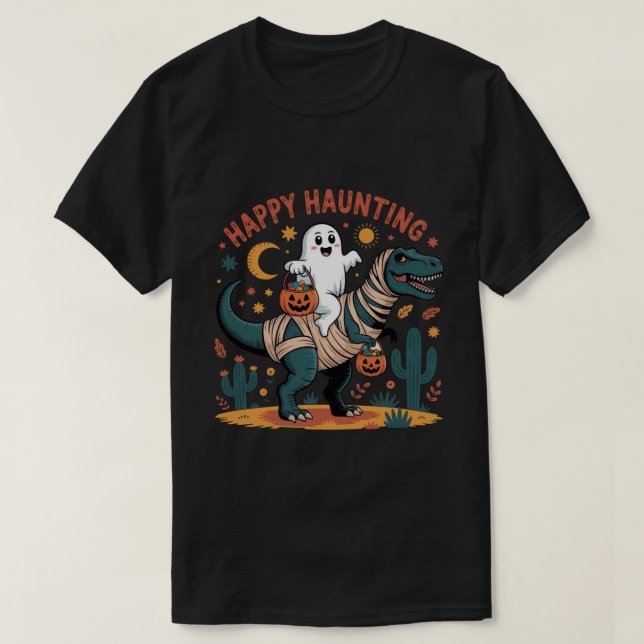 Adsible Ghost på Mummy Dinosaur - Funny Halloween T Shirt (Design framsida)