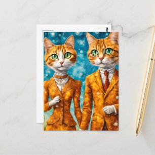 Adsible ginger cat-par vykort