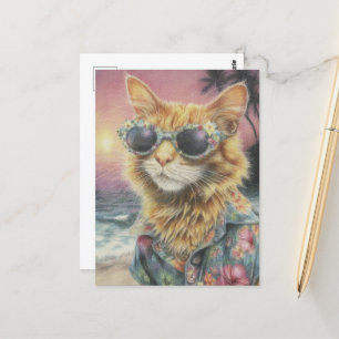 Adsible Ginger Kattunge i Sunglass Vykort