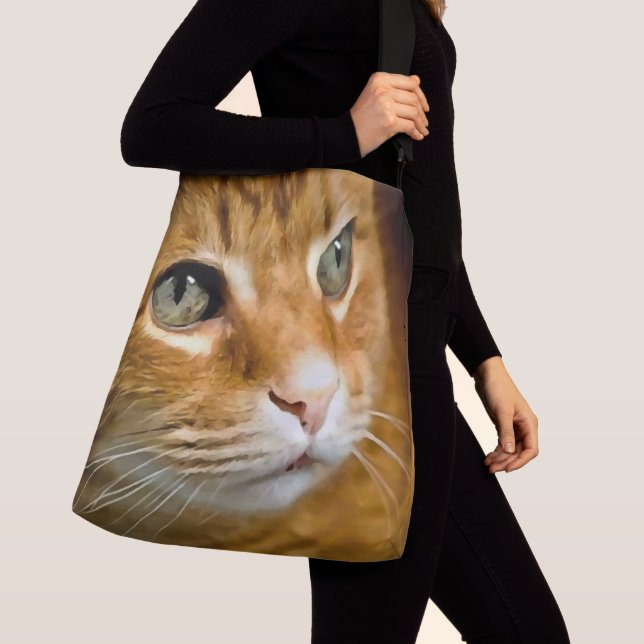 Adsible Ginger Tabby katt Posing Pet Porträtt Axelväska (Närbild)