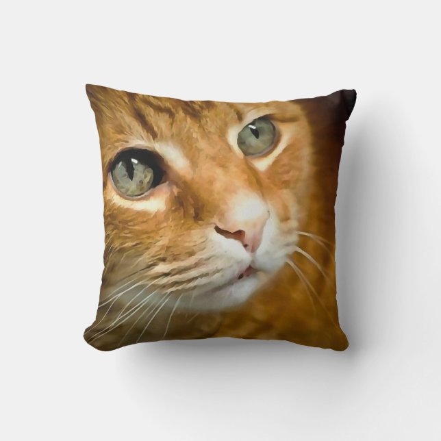Adsible Ginger Tabby katt Posing Pet Porträtt Kudde (Framsida)