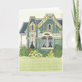 Adsible Gingham Old Fashioned Bedroom Papper Doll Kort