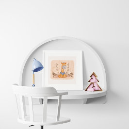 Adsible Giraffe in Blue Shirt Illustration Poster