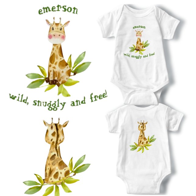Adsible Giraffe Jungle Safari Front and Back View  T Shirt (Skapare uppladdad)