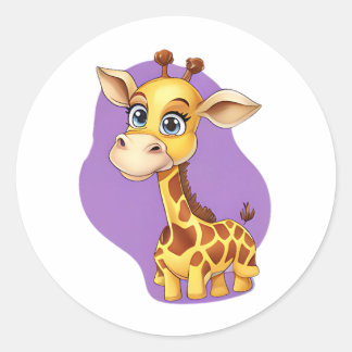 Adsible Giraffe Sticker - Cute Tecknad Animal Des Runt Klistermärke