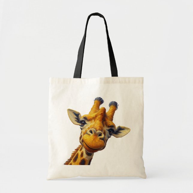 Adsible Giraffe Tote Bag Oljemålning Stil Tygkasse (Framsidan)