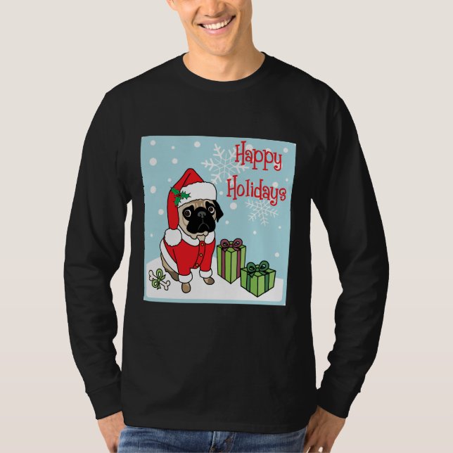 Adsible Glad helg jul Pug Classic T-Sh T Shirt (Framsida)