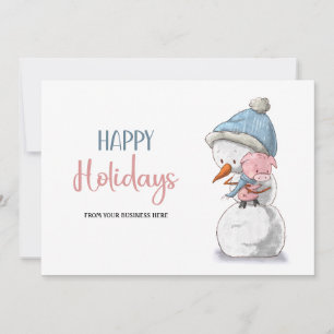 Adsible Glad helg Snögubbe Gris Business Logotyp Julkort