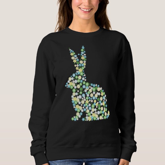Adsible Glad påsk Vår Flower Rabbit T Shirt (Framsida)