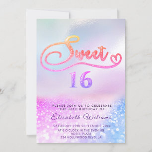 Adsible Glam holography glitter script ombre In Inbjudningar