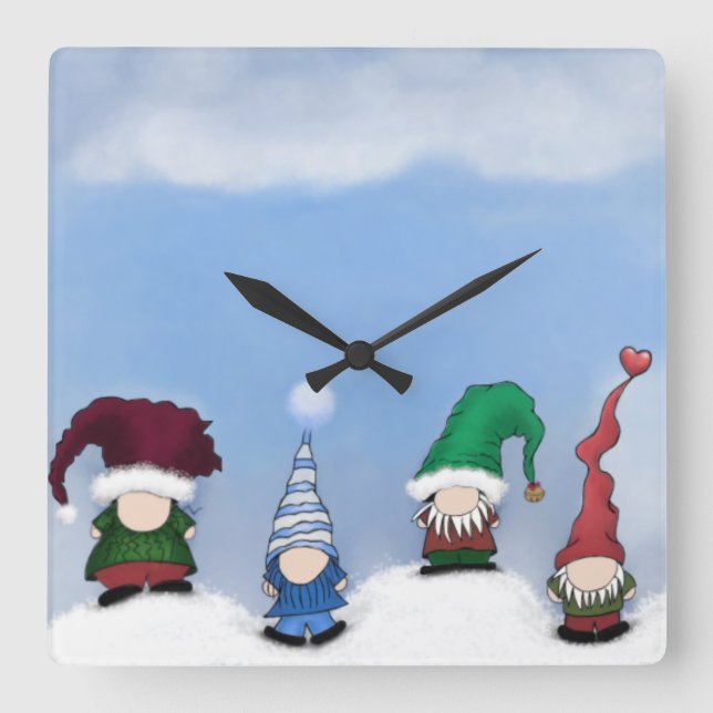 Adsible Gnome Posse Fyrkantig Klocka (Framsida)