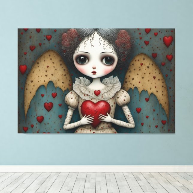 Adsible Gothic Valentine Doll Canvastryck (Insitu (trägolv))