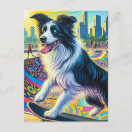 Adsible Gräns Collie Skateboarding Vykort