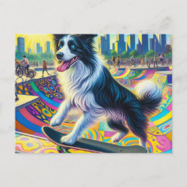 Adsible Gräns Collie Skateboarding Vykort