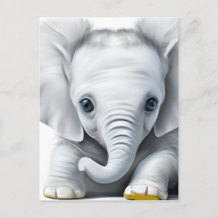 Adsible Grått Baby Elephant Vykort