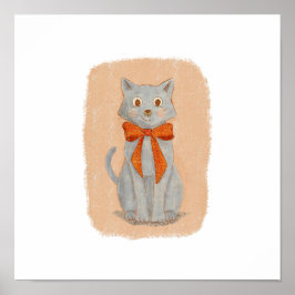 Adsible Grått Kitten with a Red Bow Poster