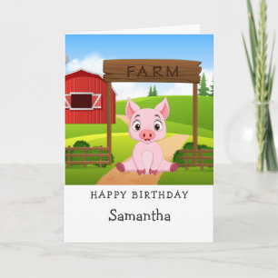 Adsible Gris Piggy Birthday Card Kort