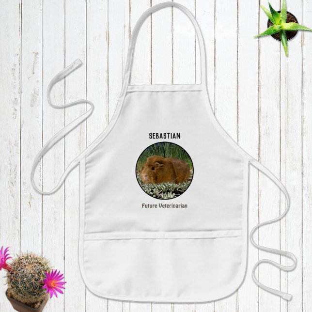 Adsible Guinea Gris Anpassningsbar Photo Template Barnförkläde (Cute personalized kids apron for crafting, gardening, cooking or baking. )