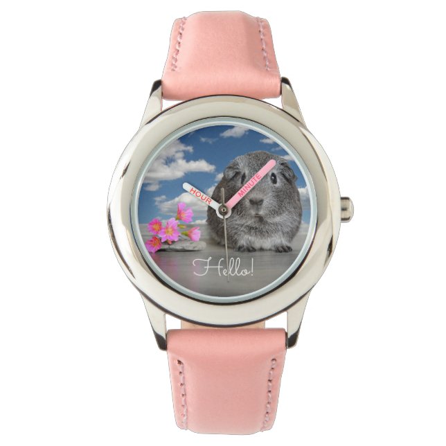 Adsible Guinea Gris Rosa Flowers Back to school Armbandsur (Framsida)