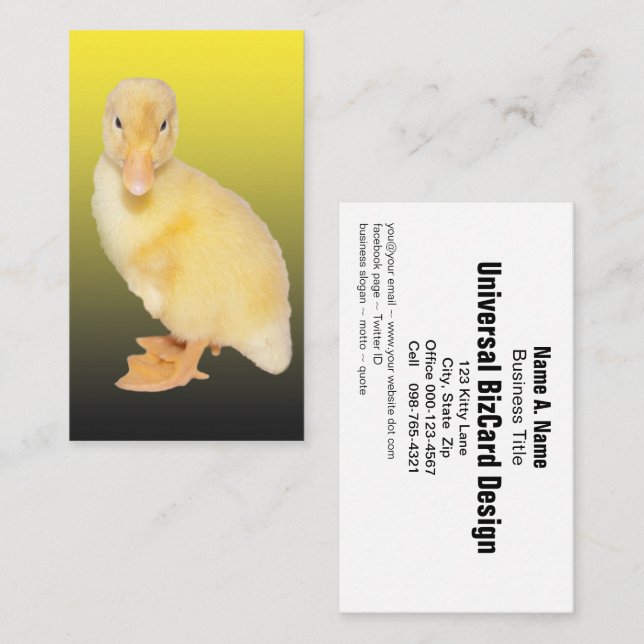Adsible Gult Duckling Photograph Visitkort (Fram/baksida)
