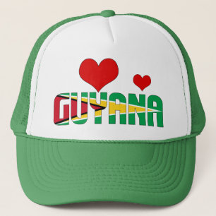 Adsible Guyana Flagga Hearts Patriotic Keps