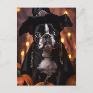 Adsible Halloween Boston Terrier Hund Vykort
