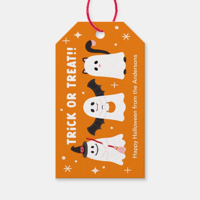Adsible Halloween Bus eller godis Spöken Presentetikett (Framsidan)