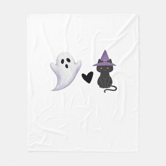 Adsible Halloween Duo Friendly Ghost och Black Ca Fleecefilt (Framsidan)