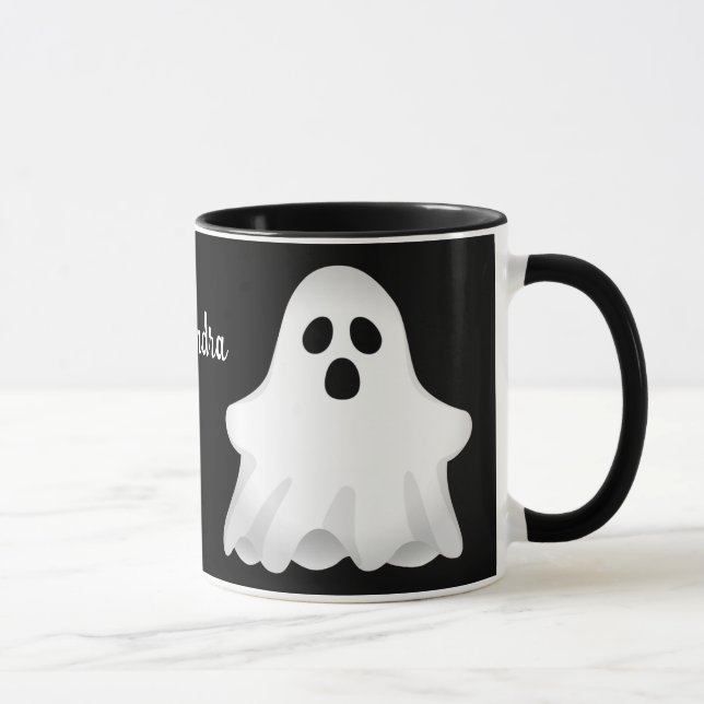 Adsible Halloween Ghost med Namn Mugg (Höger)
