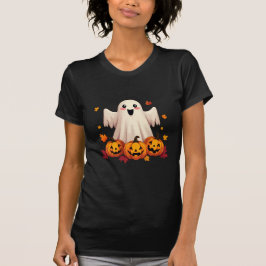 Adsible Halloween Ghost med Pumpkins T Shirt