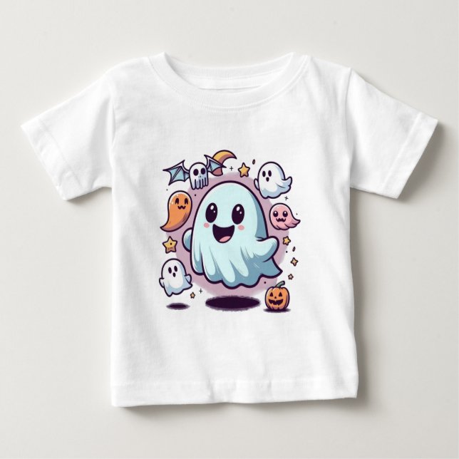 Adsible Halloween Ghost Squad & Spooky Friends T Shirt (Framsida)