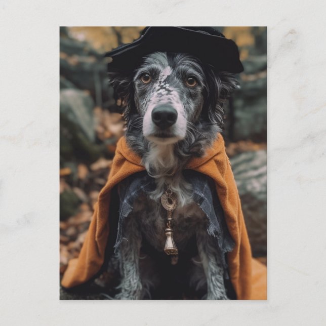 Adsible Halloween Hund AI Art Vykort (Framsida)