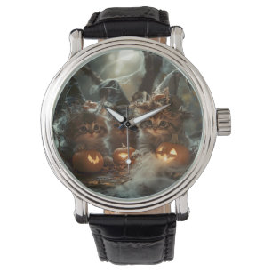 Adsible Halloween Kittens with Pumpkins Armbandsur