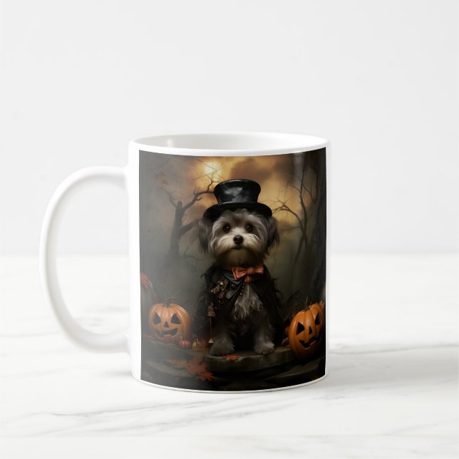 Adsible Halloween Shorkie-kaffe mugg (Vänster)