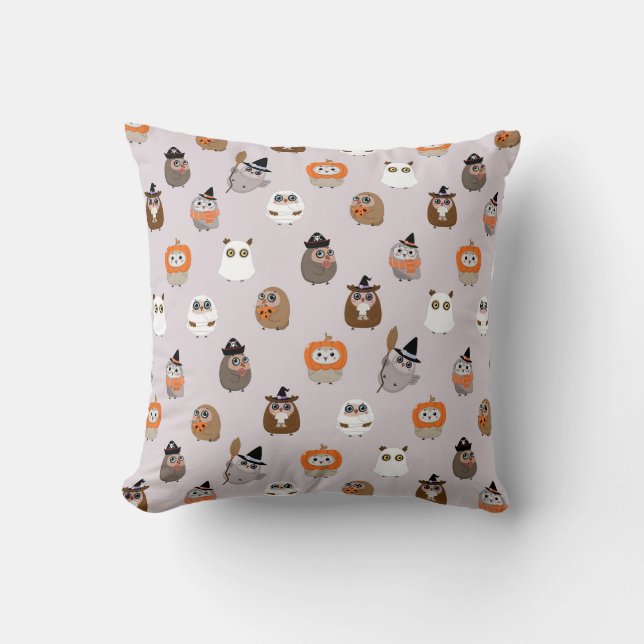 Adsible Halloween Uggla Mönster Kudde (Framsida)