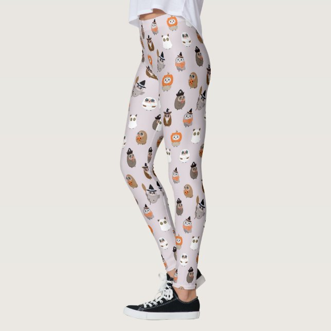Adsible Halloween Uggla Mönster Leggings (Vänster)