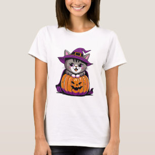 Adsible Halloween Witch Cat T Shirt
