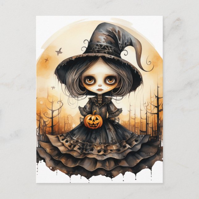 Adsible Halloween Witch Doll Vykort (Framsida)
