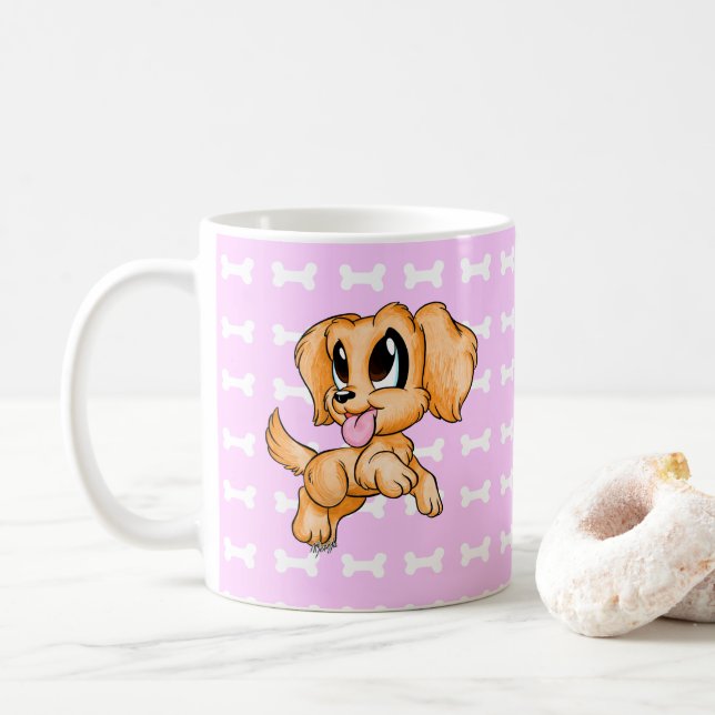 Adsible Hand plockade Golden Retriever Hund Rosa M Kaffemugg (Med munk)