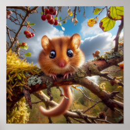 Adsible Hazel Dormus i Woodland Träd Poster