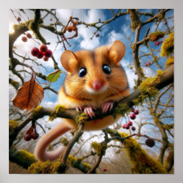 Adsible Hazel Dormus i Woodland Träd Poster