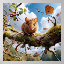 Adsible Hazel Dormus i Woodland Träd Poster